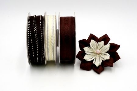 Ensemble de ruban de fleur de dahlia - Ensemble de rubans tissés Dahlia noir